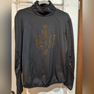 Bogner first layer baselayer ski top black Gold  Embellished long Sleeve
